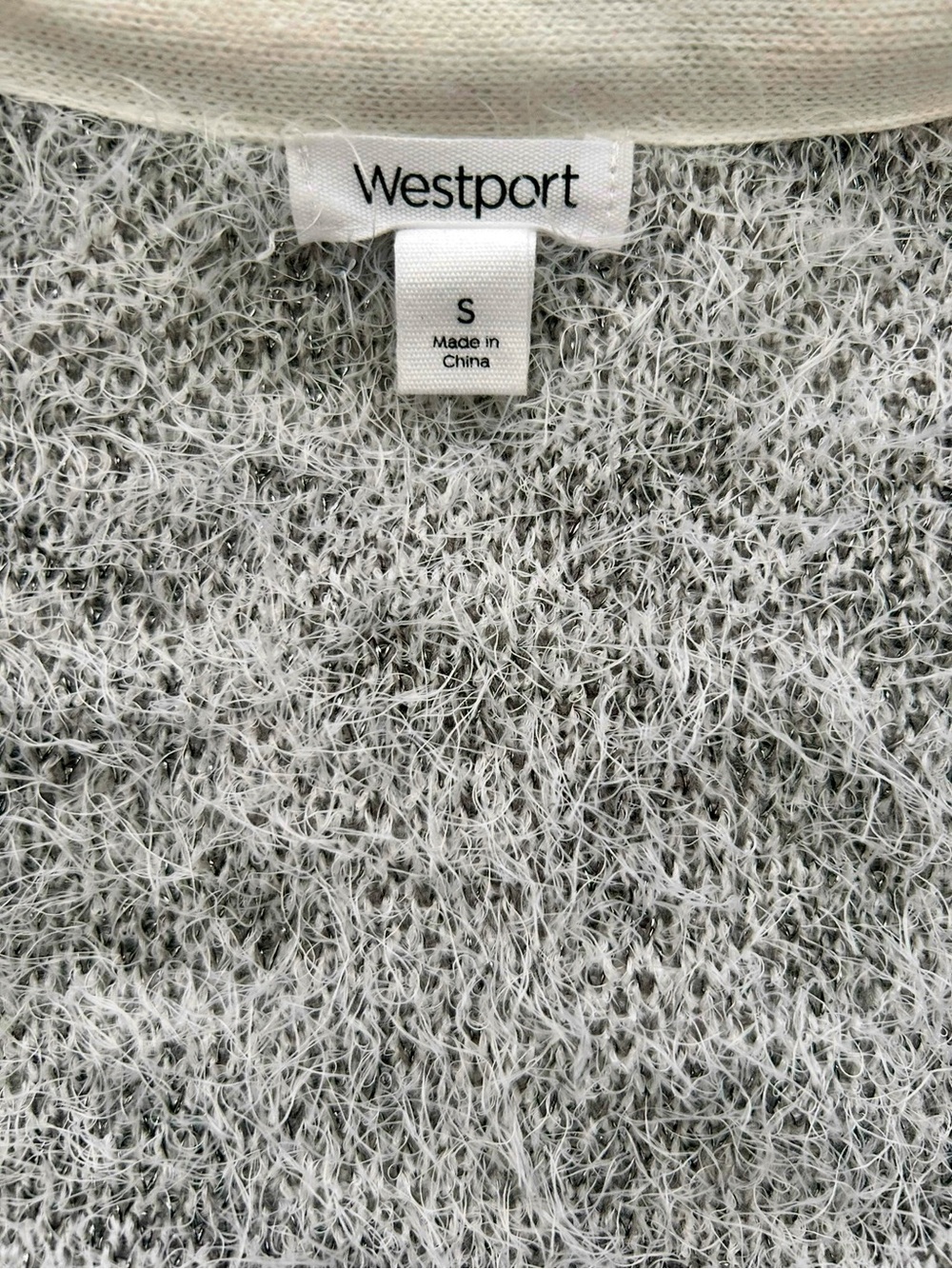 Westport Heathered Gray Fuzzy Knit Pullover